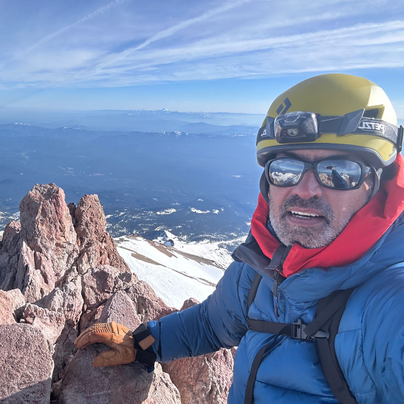 photo of Perklis Panousis on top of Mount Shasta